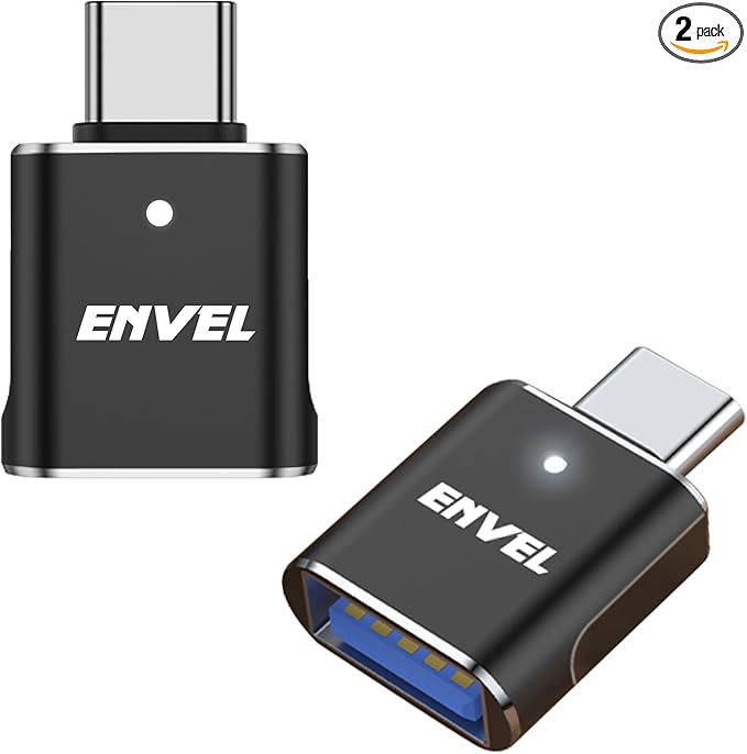 ENVEL USB to USB C Adapter, 2 Pack USB3 5Gbps High Speed Data Transfer, OTG Converter Thunderbolt3 4 Compatible with Apple iWatch iPhone 15 16 Pro Max iPad Air 4 5 Mini 6