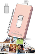 Photo Stick Apple MFi Certified for iPhone 256GB, USB Flash Drive for iPhone Thumb Drive, iPhone-Memory-Stick for iPad/iPhone/Computer Picture Keeper Portable Hard Drive Pink