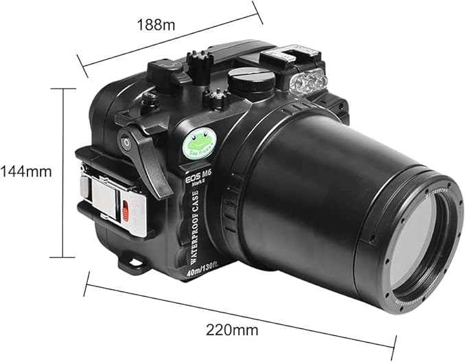 Sea frogs Underwater Camera Case Compatible with Canon EOS M6 Mark II 18-150MM IPX8 40m/130ft Maximum Diving Depth Waterproof Camera Housing for Diving, Surfing, Rowing, Skiing