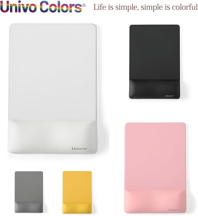 univo colors Design-Wave Wrist Rest Mouce Pad,PE Mouse Sliding Panel+Artificial Sheepskin+Memory Foam+Ergonomic+Anti-Slip Gel,Resilience Support During Work and Gaming,Mouce Accessory,Yellow