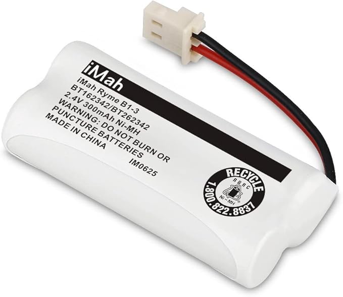 iMah Ryme B1-3 BT162342 BT262342 2.4V 300mAh Ni-MH Cordless Telephone Batteries Compatible with AT&T CL81101 EL5210 EL52400 VTech CS6409 CS6419 CS6429 CS80100 Handset, Pack of 4