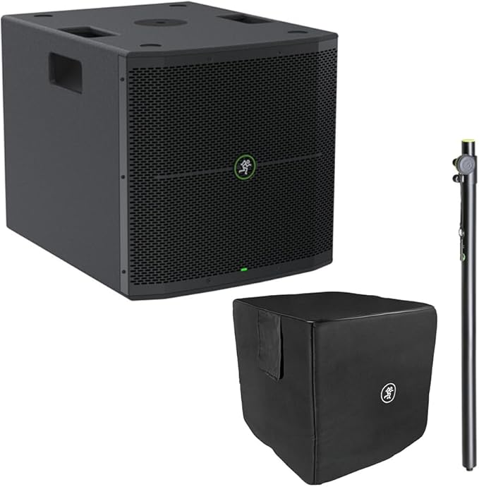 Mackie Thump115S 1400W 15" Powered Subwoofer with DSP Bundle Slipcover for Thump115S Subwoofer and Gravity Adjustable Speaker Pole