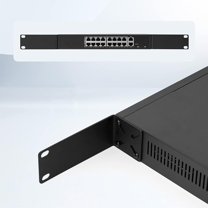 Rack Mount Kit for 10.6 inch Switches, Adjustable Rack Ears for Netgear, Cisco, D-Link, TRENDnet and HP Products, Mount 10.6" Wide to 19" Equipment, Adjustable Hole Distance 14-30mm