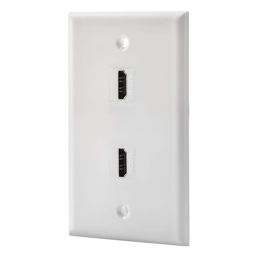 2 Port HDMI Female to Female Wall Plate in White (HDMI 2 Port)
