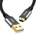 AGVEE 3.3ft Mini USB Cable, Braided Durable USB-A to Mini-B Charger Charging Cord for TI-84, Garmin GPS, Go-Pro Hero 4 3 2 HD, PS3 Controller, Canon Camera, Blue Yeti Microphone, Dark Gray