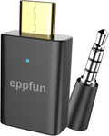 eppfun LE Audio USB C Bluetooth 5.4 Transmitter Adapter for PS5/PC/Xbox/Switch/Android with APTX Adaptive, Low Latency LC3 for Game/Chat (Black)