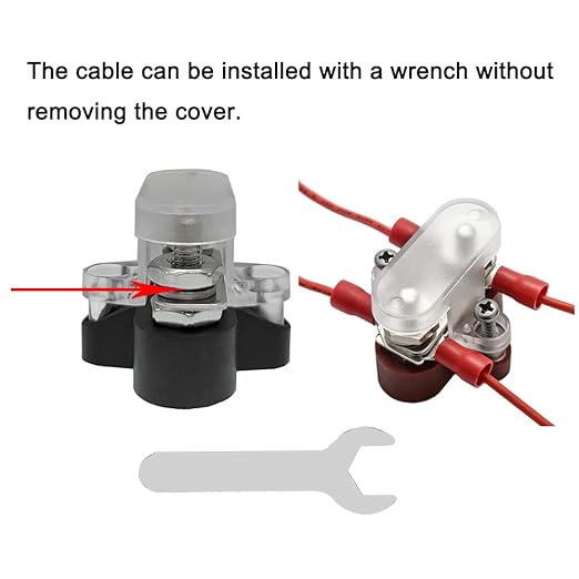 Heart Horse Bus Bar Terminal Block 1/4'' Power Stud Battery Junction Post Distribution Block Insulated with Cover DC 48V 300A for Auto Truck RV Boat (1/4'',Red+Black)