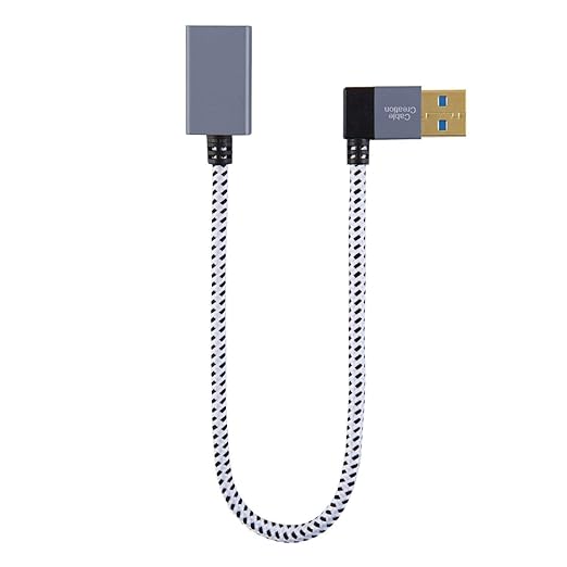 CableCreation Short USB 3.0 Extension Cable 1FT, Left Angle USB Male to Female Extender Cord, 90 Degree USB 3.0 for VR, PlayStation, Xbox, Keyboard, Space Gray 0.3M