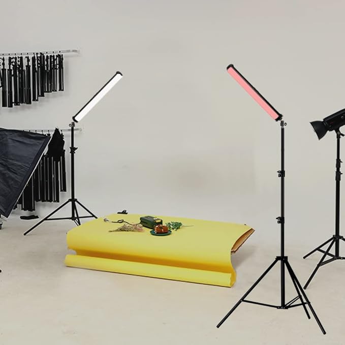 RGB Photography Light Wand Stick, 360° Full Color Portable LED Lighting Wand Handheld 5000mAh Rechargeable Battery & Magnet with 27"-80" Tripod Stand-2 Pack