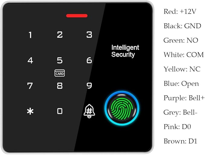 Door Access Control System IP67 Waterproof RFID Fingerprint Keypad Exit Button Doorbell Buzzer 600lb Magnetic Lock Kit
