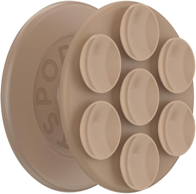 PopSockets Suck-Up™ Suction Grip & Stand, 3-in-1 MagSafe Phone Mount for iPhone, Strong Hold on Mirrors & Glass, Swappable Top, Portable & Reusable - Latte