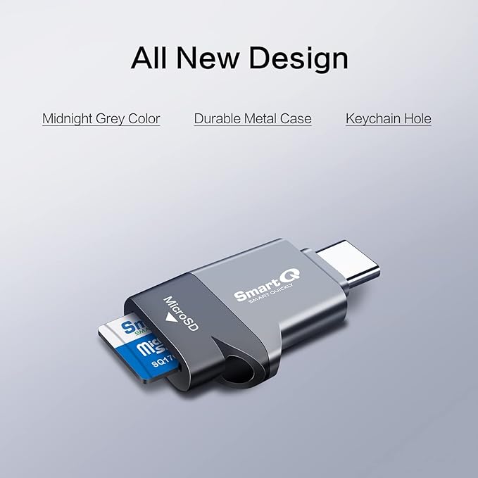 C356 Type-C MicroSD Card Reader with USB 3.0 Super Speed Technology, Supports MicroSDXC, MicroSDHC, and MicroSD for Window, Mac OS X and Andriod (Midnight Grey)
