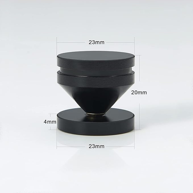 Speaker Spikes Floor Protectors 8pcs, Light Weight Shockproof Speaker Isolation Stand Feet for HiFi Amplifier, Subwoofer, DAC Recorder, Turntable, Cone Base Pad with Adhesive, Black