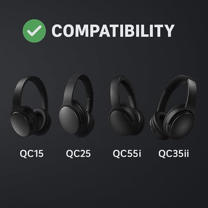 Premium Replacement Ear Pads for Bose QC2, QC15, QC25, QC35 I & II – Soft Protein Leather & Memory Foam Cushions – Enhanced Noise Isolation – Easy Installation Kit & Cleaning Cloth (Brown)