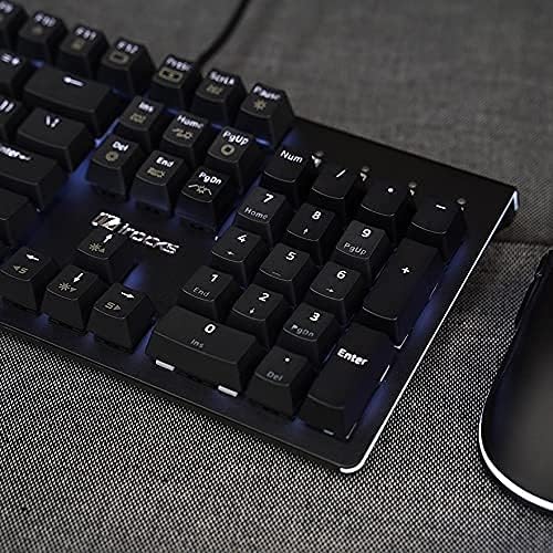 i-rocks K75M Illuminated Mechanical Keyboard, 104 Keys, PBT Keycaps, Backlit LED Light and Shortcut Keys - Programmable Light & Macro Recorder (Cherry MX Red Switch, Black)