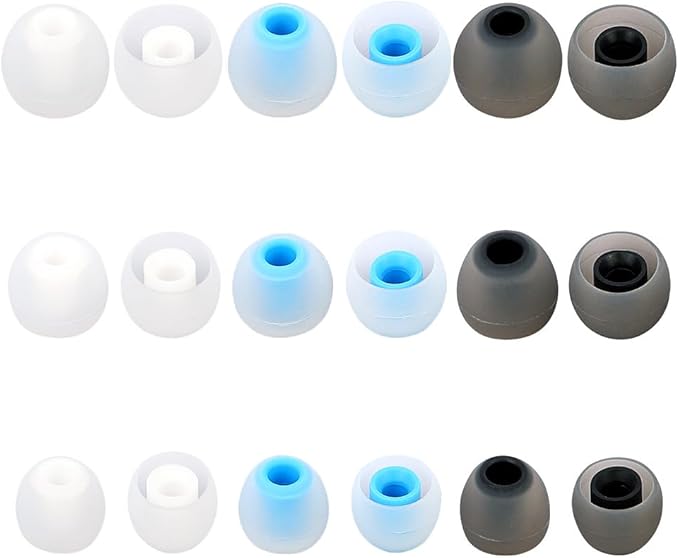 Earbud Tips Ear Bud Tips Soft Anti Slip Washable and Reusable Silicone Replacement Earbud Tips Fit Most in-Ear Earbuds(Inner Hole 3.8mm -5.1mm) 18pcs S M L