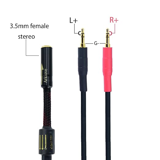 Arklove 20ft Shielded 1/8" aux Input 3.5mm Female to 2X 3.5 Output Splitter Stereo Video Audio Cable Out 3.5 Male to Two 3.5 Male in Dual Speaker Cord 24k Gold Plated
