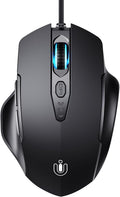 Wired Mouse, USB Mouse Wired with 6 Buttons Ergonomic Design,1.5M USB Cable Computer mice 7200DPI Optical Mice for PC Laptop, Matte Black