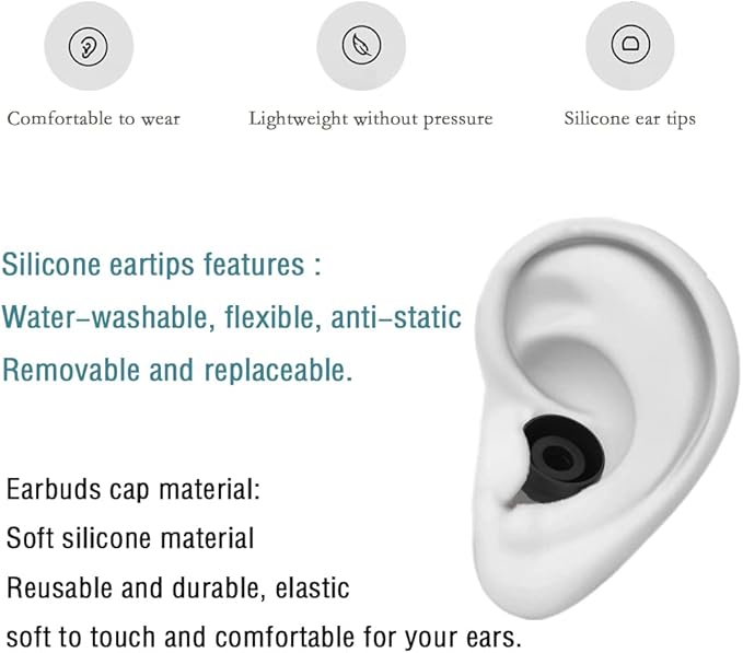 Silicone Earbud Tips Replacement Ear Tips for in- Ear Headphones Rubber Tips Ear Buds Replacement Earbuds Tips 9 Pairs S M L, Black