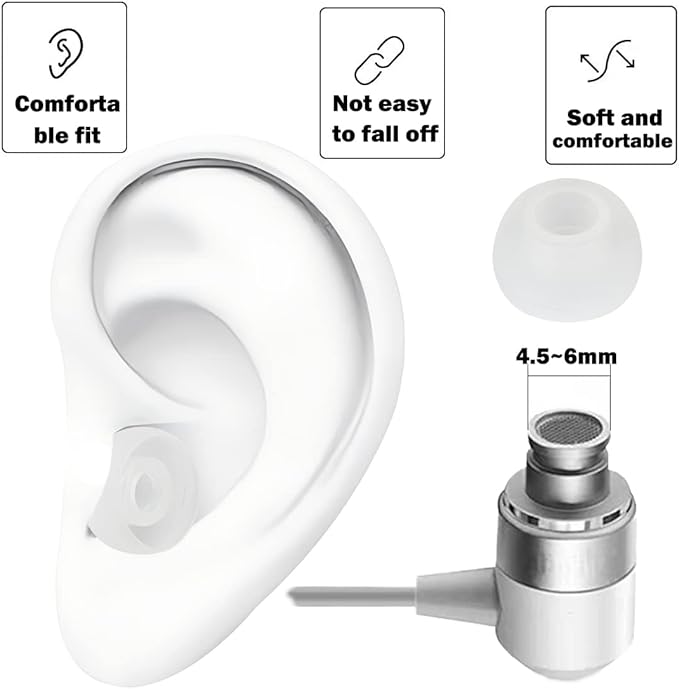 Earbud Tips - Replacement Earbud Covers & Headphone Earpads - Compatible With Powerbeats 2/3, LG & Samsung Earbuds - White, 9 Pairs