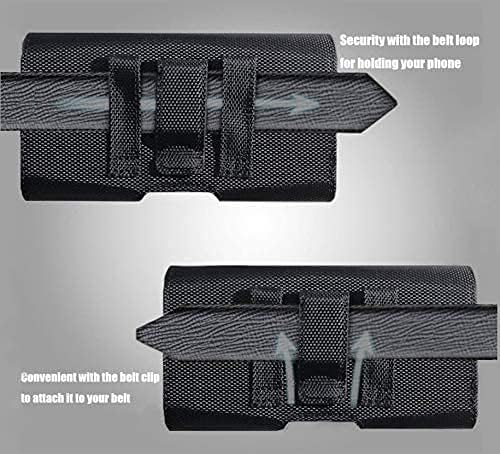 AH Men Phone Belt Holder Pouch Cell Phone case Nylon Phone Holster with Belt Loop Belt Clip for iPhone16 Plus 16 Pro Max 15 Plus, S24 S25 Ultra Clip Pouch fits Otterbox/Thick Case (X-Large)