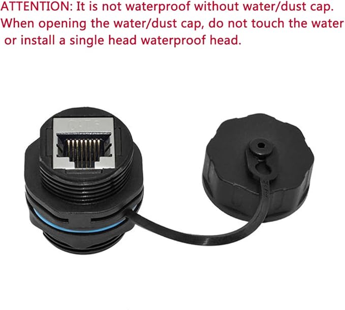 10PCS Panel Mounting Shielded CAT6 RJ45 Waterproof Connector Cat5/5e/6 8P8C Ethernet LAN Cable Coupler Double Head Adapter with Waterproof/Dust Cap