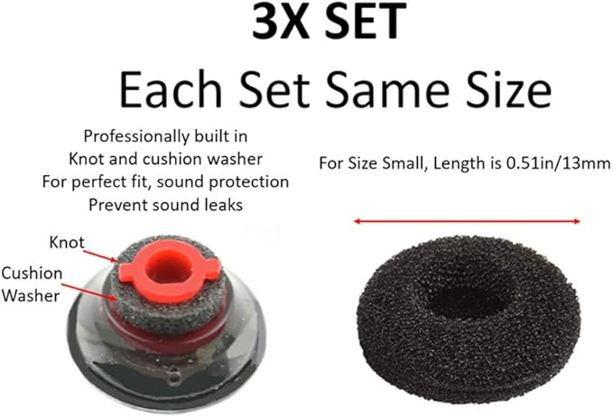 3X Ultra Comfort Eartips Ear Buds Replacement Earphone Ear Tips Kits Earpads Foam Set Cushion for Plantronics Voyager 5200 5220 5210 Series Bluetooth Headset Headphone (Small S)
