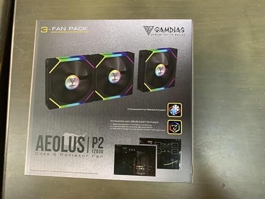 GAMDIAS Aeolus P2-1203U 120mm ARGB PWM Fan(3 Fan Pack w/USB Hub), Include Reverse Fan Blade x3, ARGB Sync Ready, Easy Installation & Cabless Daisy-Chain Design, Silent Operation, Up to 2400RPM, Black
