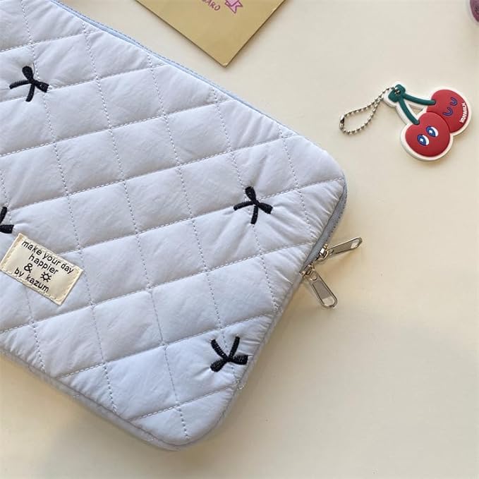 Cute Bow Graphic Carrying Laptop Bag Y2K Preppy Laptop Sleeve Case Bag Kawaii Pad Computer Protect Case Pouch (11 inch,Blue)