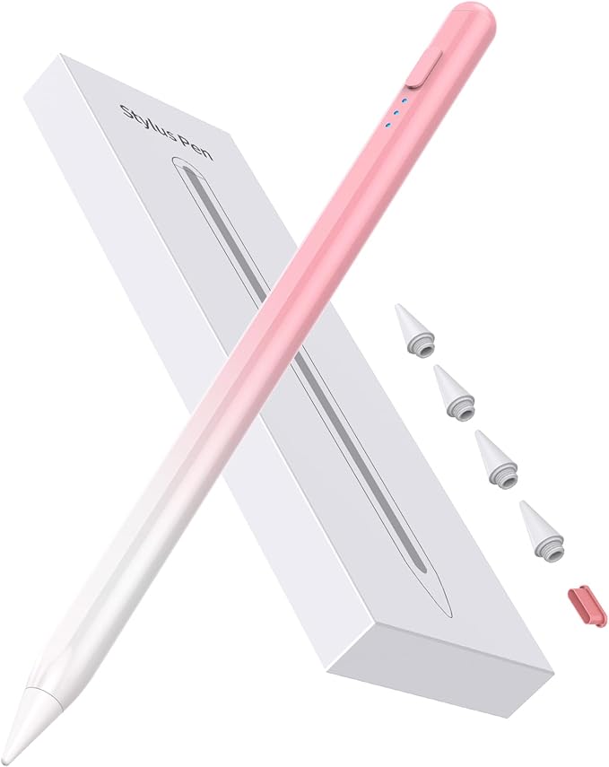 Stylus Pen for iPad 2018-2025, 15Mins Fast Charge for Apple Pencil, Palm Rejection, Compatible with iPad 10/9/8/7/6, iPad Pro 12.9"/11"/13" M4, iPad mini 6/5, iPad Air 5/4/3/11"-13" M2