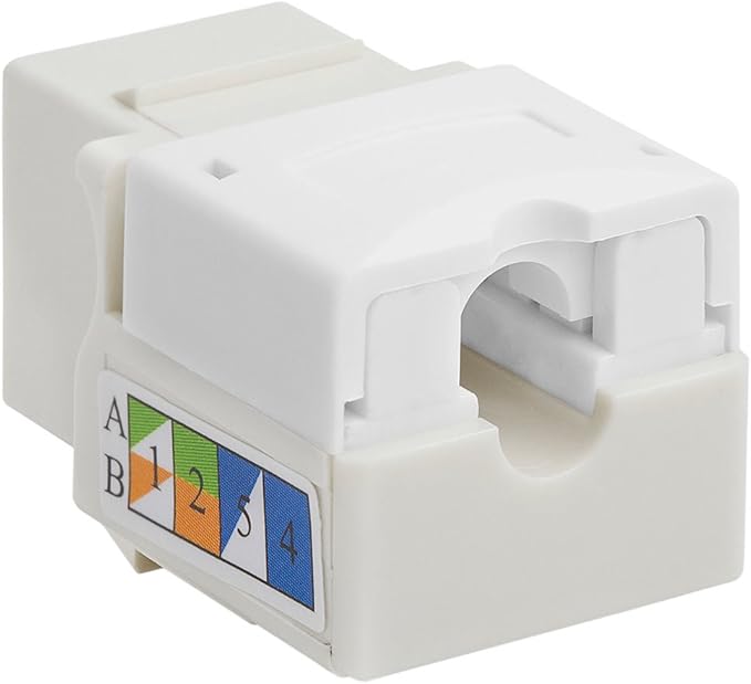 Cmple - RJ45 Keystone Jack 90 Degree Cat5e Keystone Jack Insert Punch Down RJ45 Connectors Female for Wall Plates, Patch Panels, Patch Cables, Ethernet Cables - White
