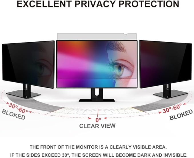 24 inch Computer Privacy Screen Filter - Suitable for 16:9 Aspect Ratio Widescreen Monitor - Blue Light Filter - Anti-Glare & Anti-Scratch Protector Film (24" Widescreen (16:9))