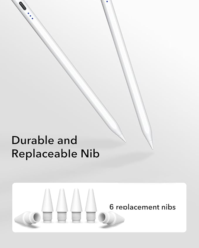 【2Pack】 Stylus Pencil for iPad 2018-2025 A16 11/10/9/8/7/6,iPad mini A17 Pro/6/5,iPad Air M3/M2 11"/13"/5/4/3,iPad Pro M4 13"/12.9"/11" USB-C Fast Charging Pencil,Pixel-Perfect Tilt Sensitivity