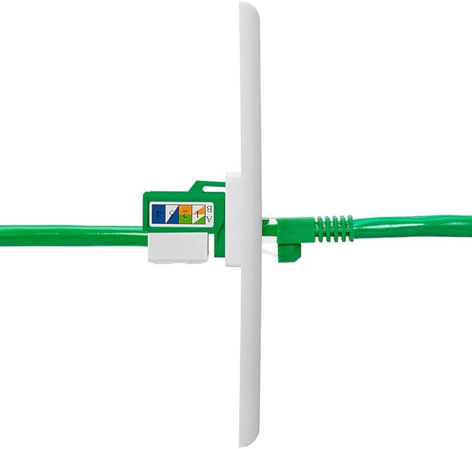 Cmple - 10 Pack Cat5e Keystone Jack Insert Punch Down RJ45 Connectors RJ45 Keystone Jack 90 Degree Female for Wall Plates, Patch Panels, Patch Cables, Ethernet Cables - Green