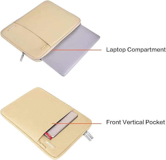 MOSISO Laptop Case 16 inch, 15-15.6 inch Laptop Sleeve Compatible with MacBook Pro 16 M4 M3 M2 M1, HP Acer Dell Lenovo ASUS Notebook, Polyester Vertical Computer Sleeve Bag with Pocket, Camel
