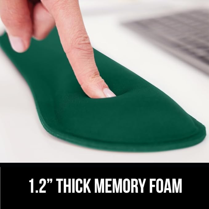 GORILLA GRIP Silky Gel Memory Foam Wrist Rest for Computer Keyboard, Mouse, Ergonomic Design for Typing Pain Relief, Desk Pads Support Hand, Arm, Mousepad Rests, Stain Resistant, 2 Piece, Hunter Green