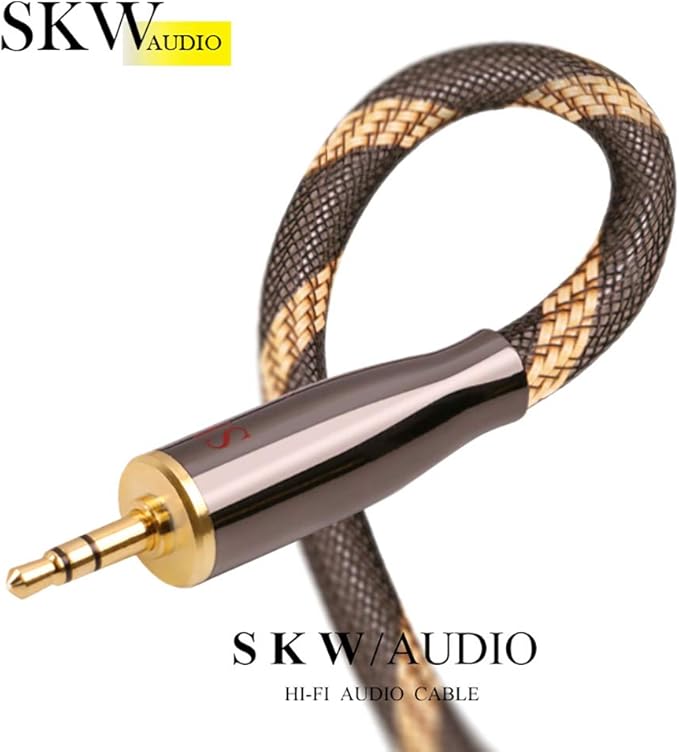 SKW Audiophiles High Gauge AUX Cable 3.5mm Male to Male Jack Cable with Diameter 6.8mm Stereo Audio Cable 6.5ft(2m)