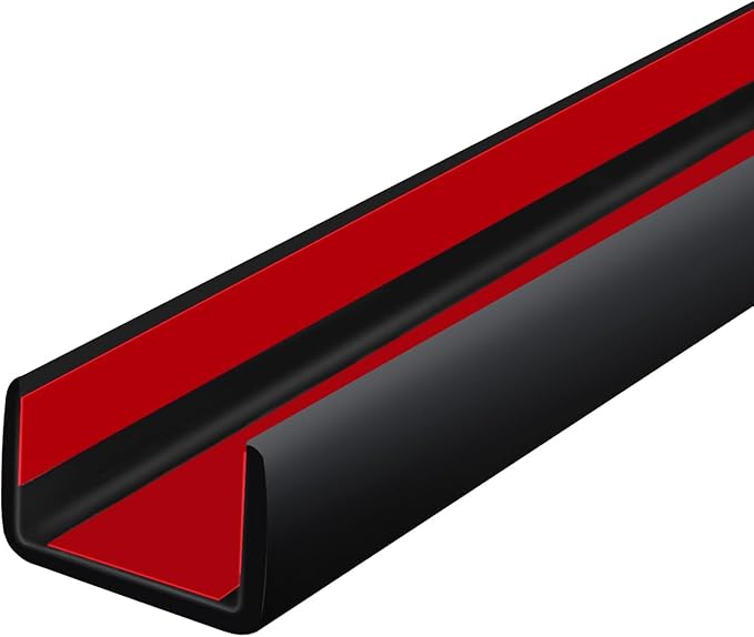 Rubber Edge Trim, Self Adhesive U Channel Edge Trim, Big Size U Shaped Trim, Edge Banding for Plywood, Woods, Shelf, Cabinet, Countertop, Fit for 1", Length 20Ft, Black