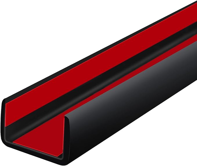 Rubber Edge Trim, Self Adhesive U Channel Edge Trim, Big Size U Shaped Trim, Edge Banding for Plywood, Woods, Shelf, Cabinet, Countertop, Fit for 3/8", Length 20Ft, Black