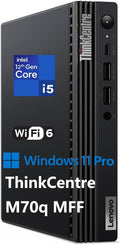 Lenovo ThinkCentre M70q Tiny 1L Business Desktop Computer, 12th Gen Intel Hexa-Core i5-12500T (Beat i7-11700T), 16GB DDR4 RAM, 256GB PCIe SSD, WiFi 6, Bluetooth 5.1, Windows 11 Pro