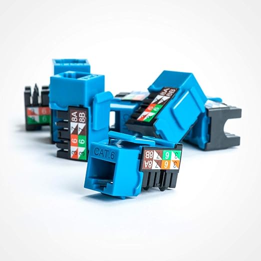 Vertical Cable Cat6 90 Degree Keystone Jack – Easily Snaps into Housing or Wall Plate – 25 Pack