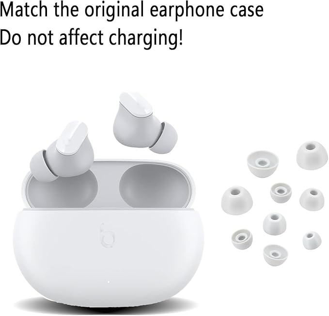 Replacement Silicone Ear Tips for Beats Fit Pro/Studio Buds/Studio Buds+ Headphone, 6 Pairs Earbuds Eartips L/M/S, Eargels Set Fit in Case, Earplug Ear Cap (Silver White)