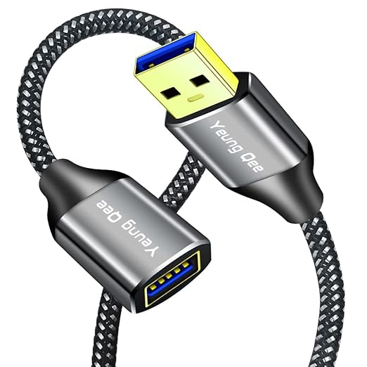 USB 3.0 Extension Cable 1.5 ft,5Gbps High Speed USB 3.0 Type A Male to Female Extension Cord,USB Extension Lead Compatible with USB Flash Drive, Hard Drive, Card Reader,Scanner,Keyboard (1.5FT,2 Pack)