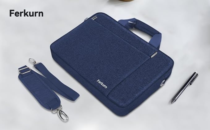 Ferkurn Laptop Bag Case for Women Men Computer Bag Compatible with HP Envy Pavilion Omen/LG Gram/MSI/Dell Inspiron XPS/Lenovo/Acer, Shoulder Strap Carrying Messenger Briefcase, Blue, 15.6 16 Inch