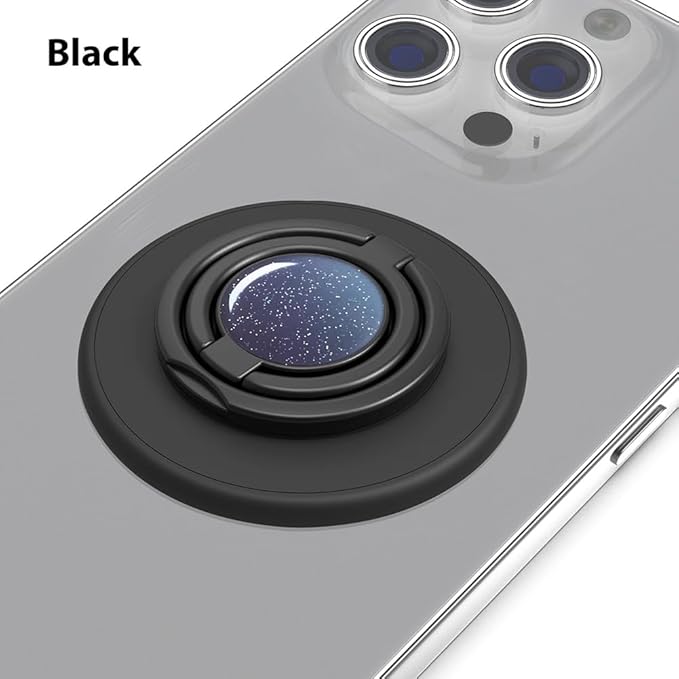 Magnetic Phone Grip Compatible with MagSafe, Magnetic Phone Ring Holder Finger Kickstand Wireless Charging Compatible, Double Cell Phone Rings Gripper Stand for MagSafe iPhone - Sparkle Blue
