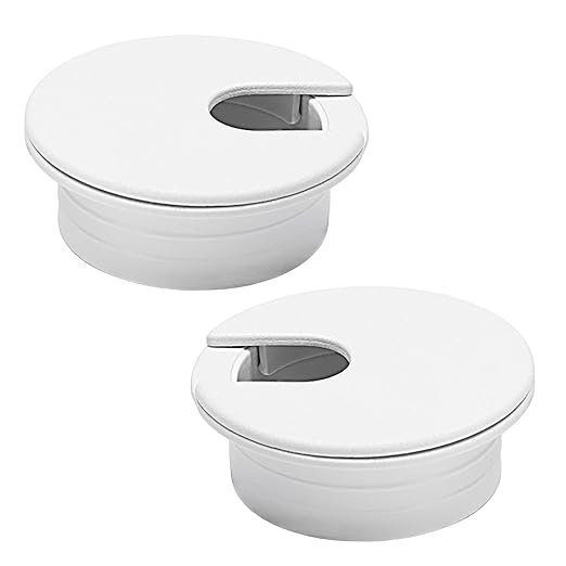 2 Pcs Desk Grommet 1-1/2" / 38 mm, Desk Cord Hole Cover, Cable Grommet ABS Plastic, Desk Hole Grommet for Home & Office Pc, Detachable Cable Cord Organizer-White