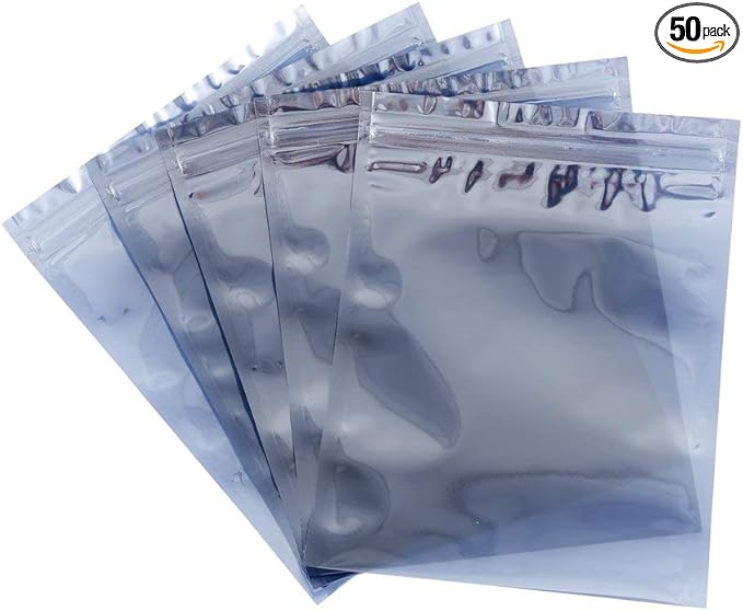 50Pcs Antistatic Resealable Bag 15X20cm/5.9X7.9inch, Premium Anti Static Bag for SSD HDD and Other Electronic Devices