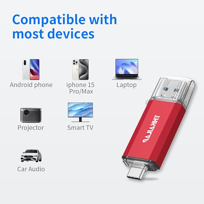 Thkailar 5 Pack 32GB Fat32 USB C Flash Drive OTG High Speed for Store Data-USB 3.0 Thumb Drive C Jump Drive-Compatible with Samsung,Mac Pro,Laptops,Tablets,PC(Red)