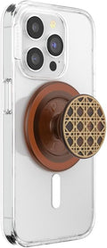 PopSockets Phone Grip for MagSafe with Kickstand, Magnetic Stand, Swappable Top, Secure Hold for iPhone MagSafe Cases, Phone & Tablet Grip - Wood Res-Raising Cane