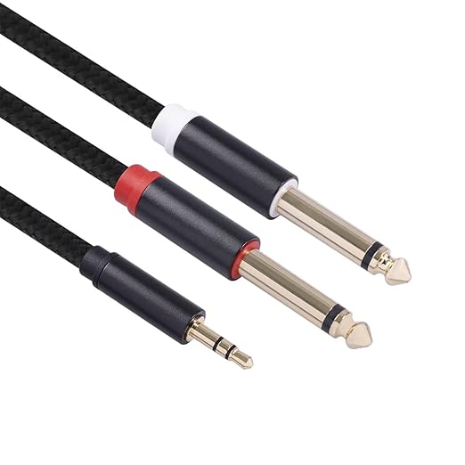 2pack 3.3Ft 3.5mm TRS to Dual 6.35mm Stereo Cable 1/8 TRS to Dual 6.35mm 1/4 TS Mono Y Splitter Audio Cord Adapter for Smartphone, Mixer,PC, CD Player, Speakers and Home Stereo System